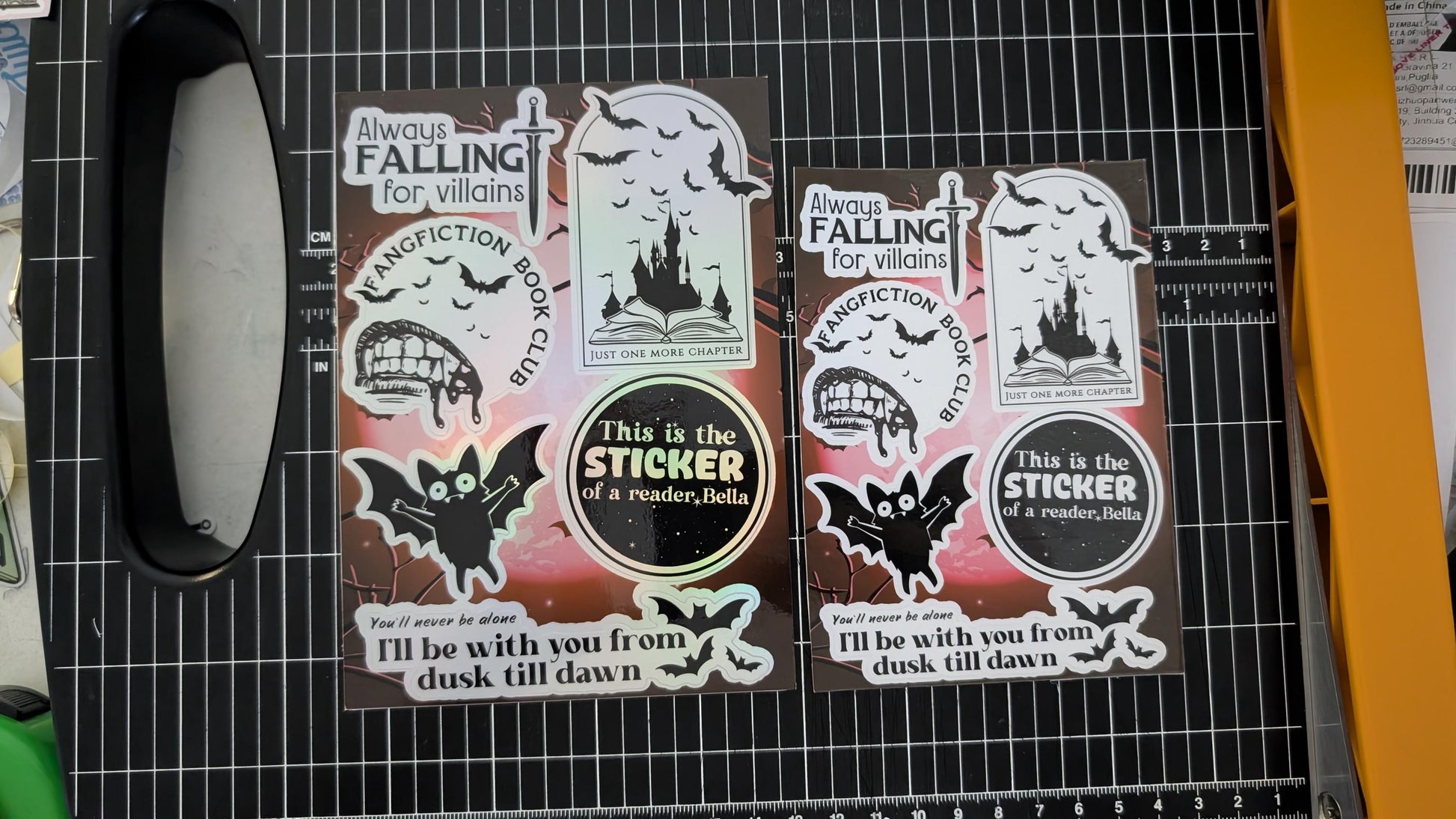 Vampire book fiction sticker sheet