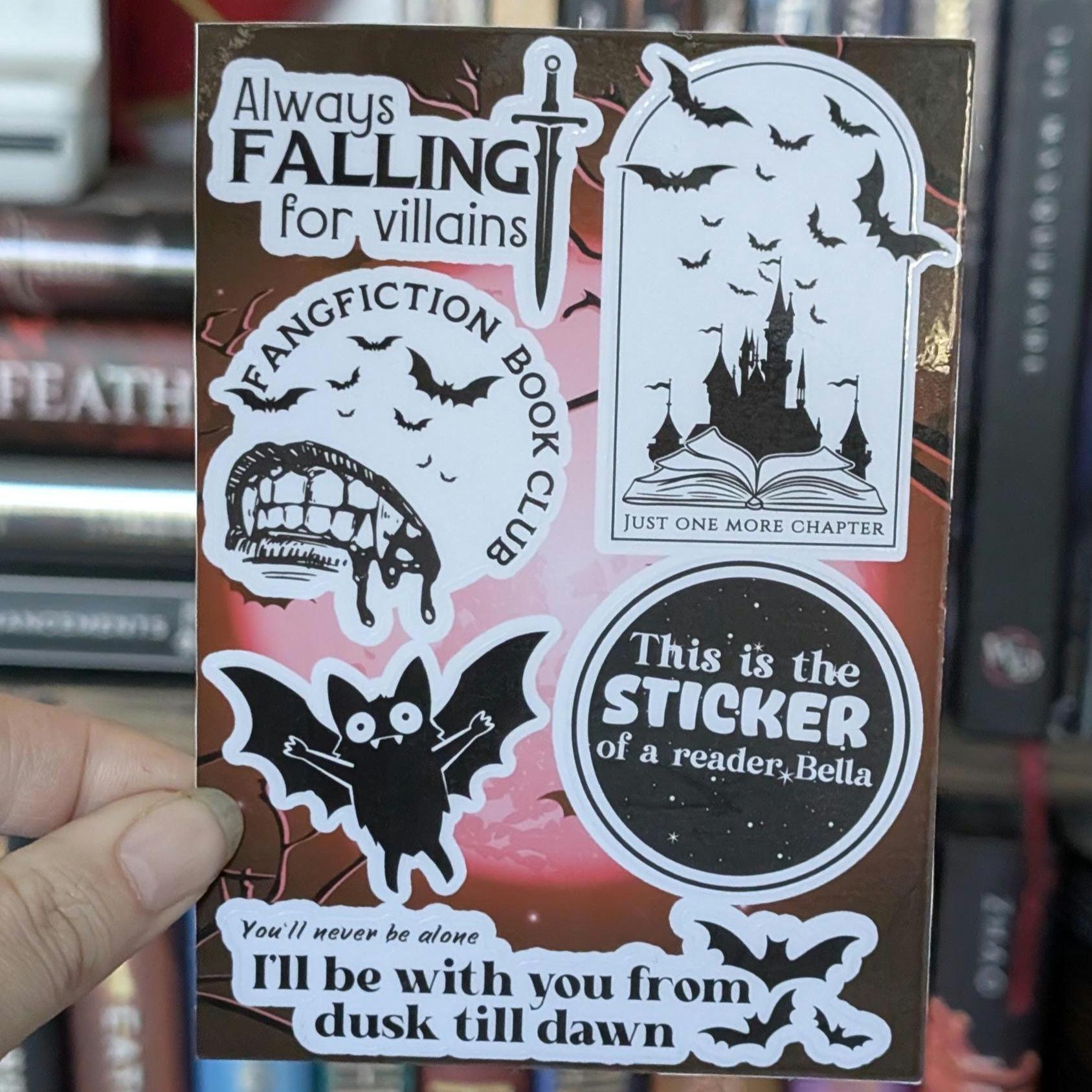 Vampire book fiction sticker sheet