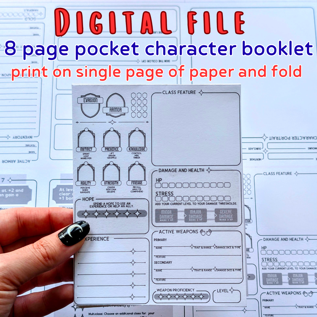 Daggerheart pocket character sheet - printable download