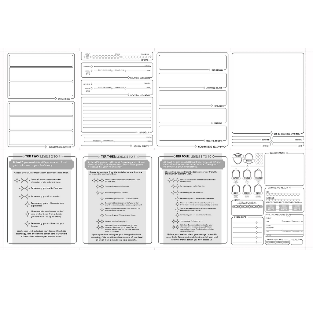 Daggerheart pocket character sheet - printable download