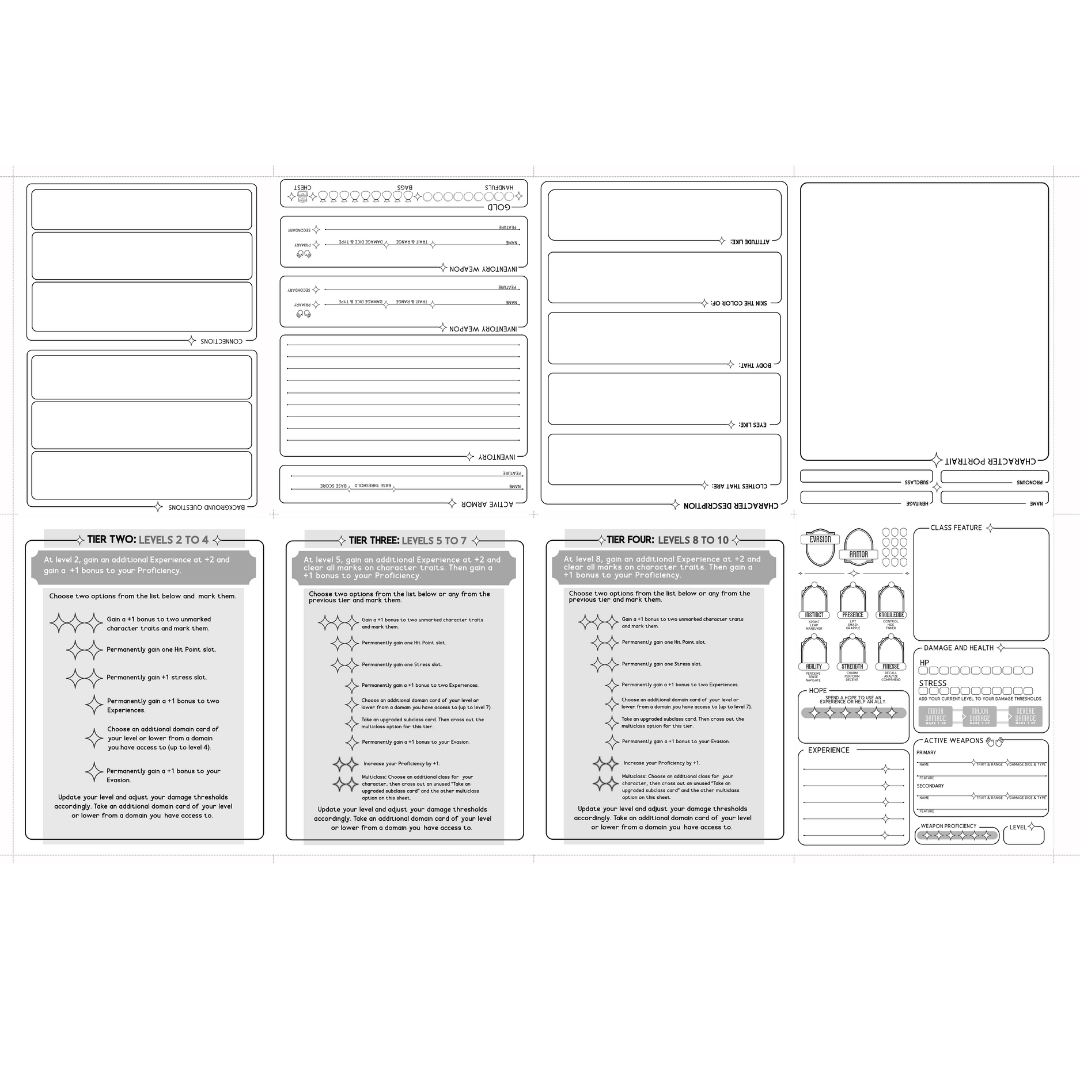 Daggerheart pocket character sheet - printable download