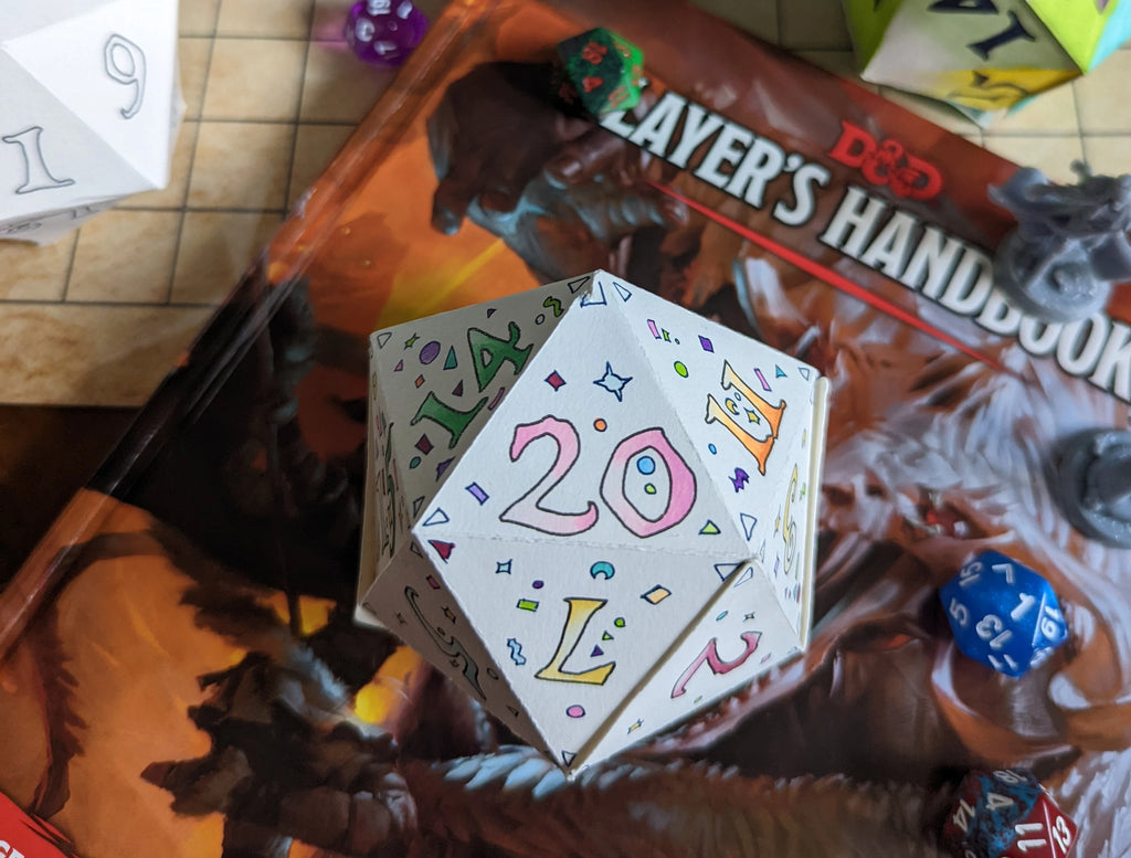 PRINTABLE Paper D20 Rollable Dice - Digital Product