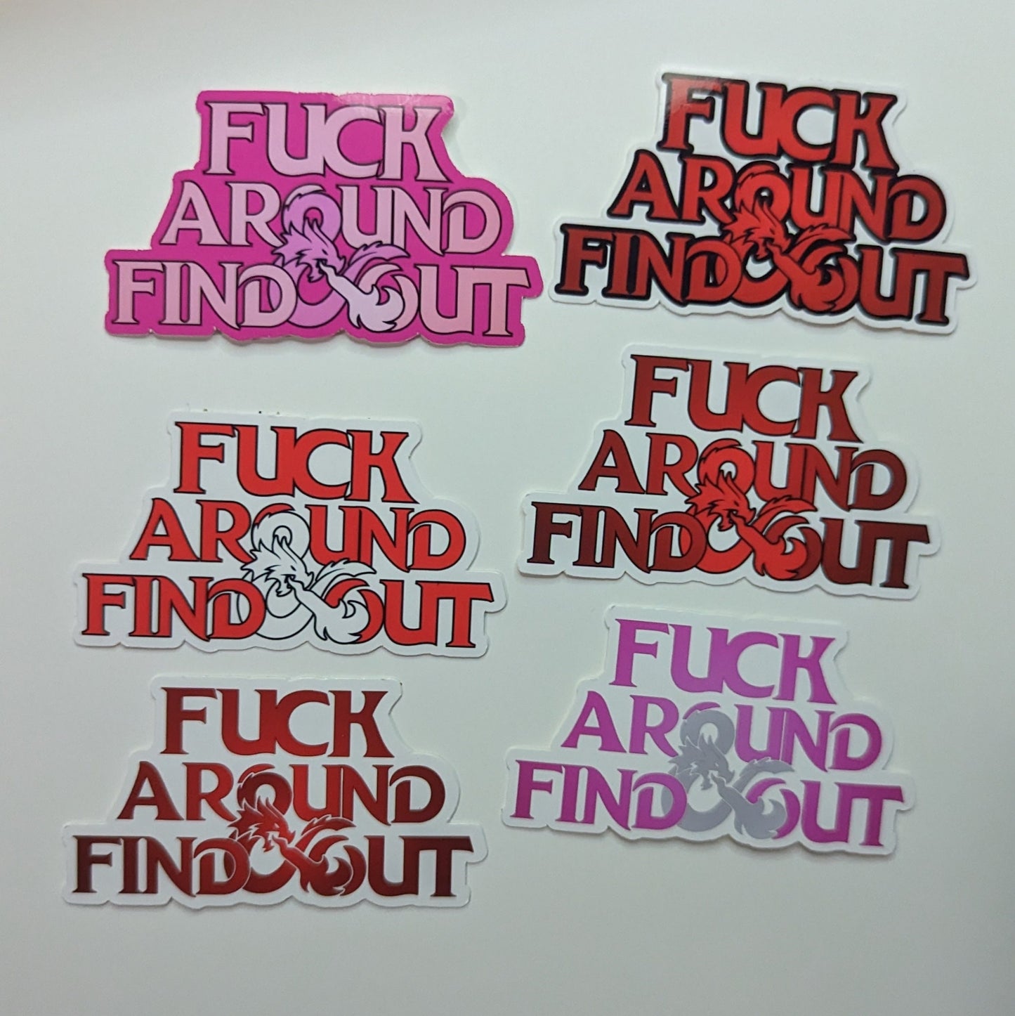 D&D Fuck around and find out holographic sticker | multiple colors | pink, red, | dungeons and dragons | DND