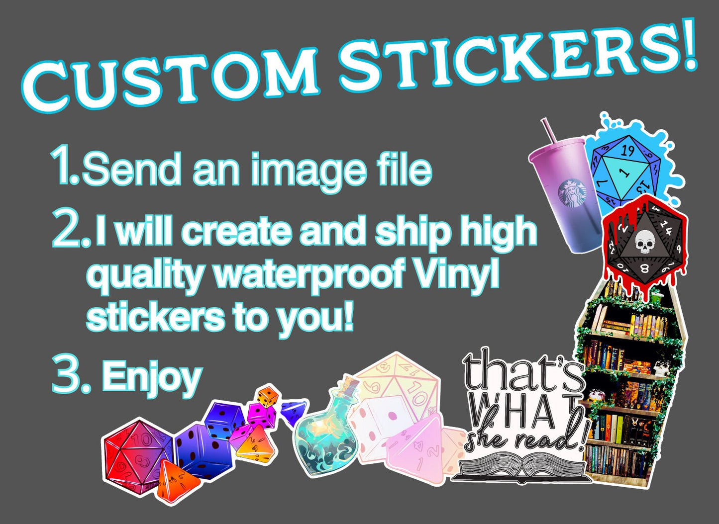 Handmade Custom Stickers! Waterproof!