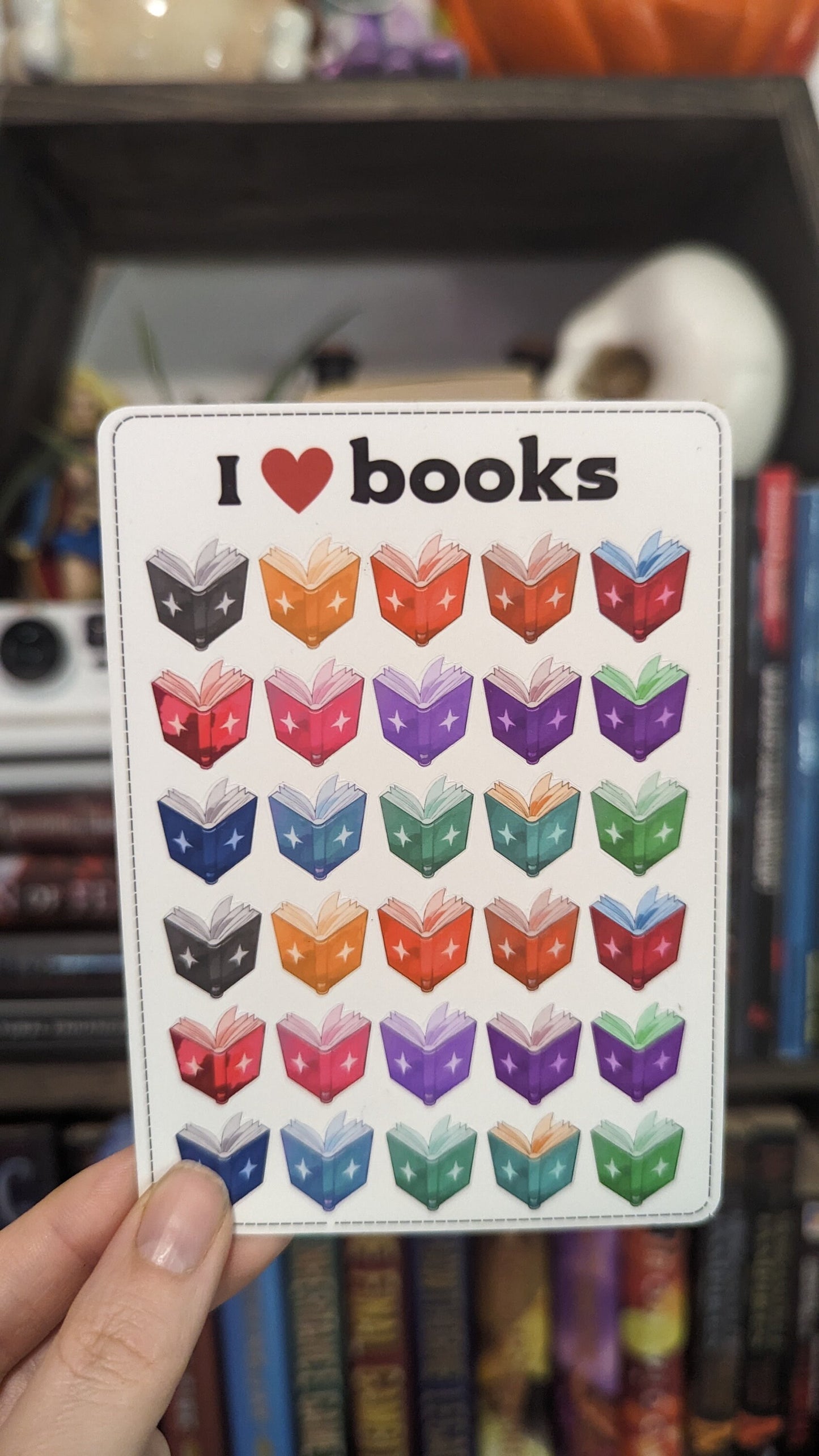 I heart books sticker sheet | laminated waterproof vinyl sticker sheets | 3 sizes available