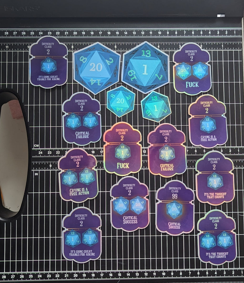 D20 dice roll sticker bundle | 16 pack