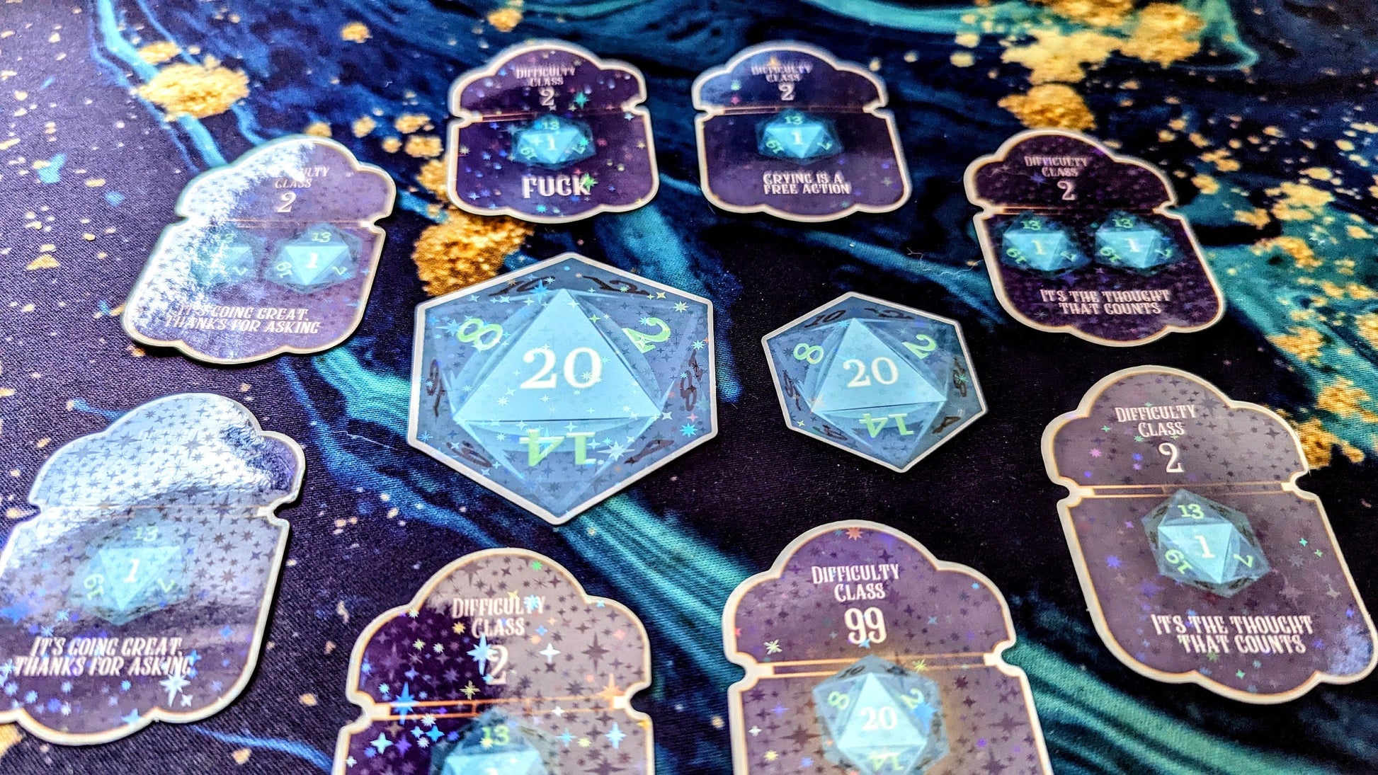 D20 dice roll sticker bundle | 16 pack