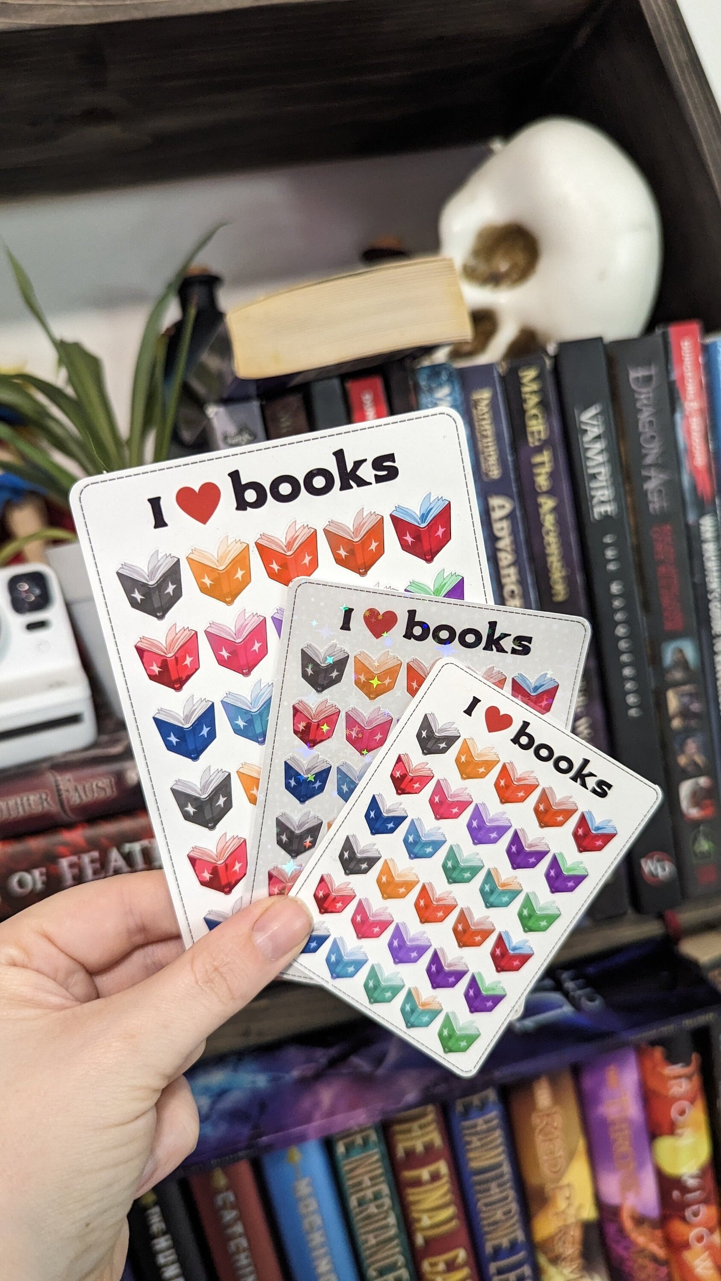 I heart books sticker sheet | laminated waterproof vinyl sticker sheets | 3 sizes available