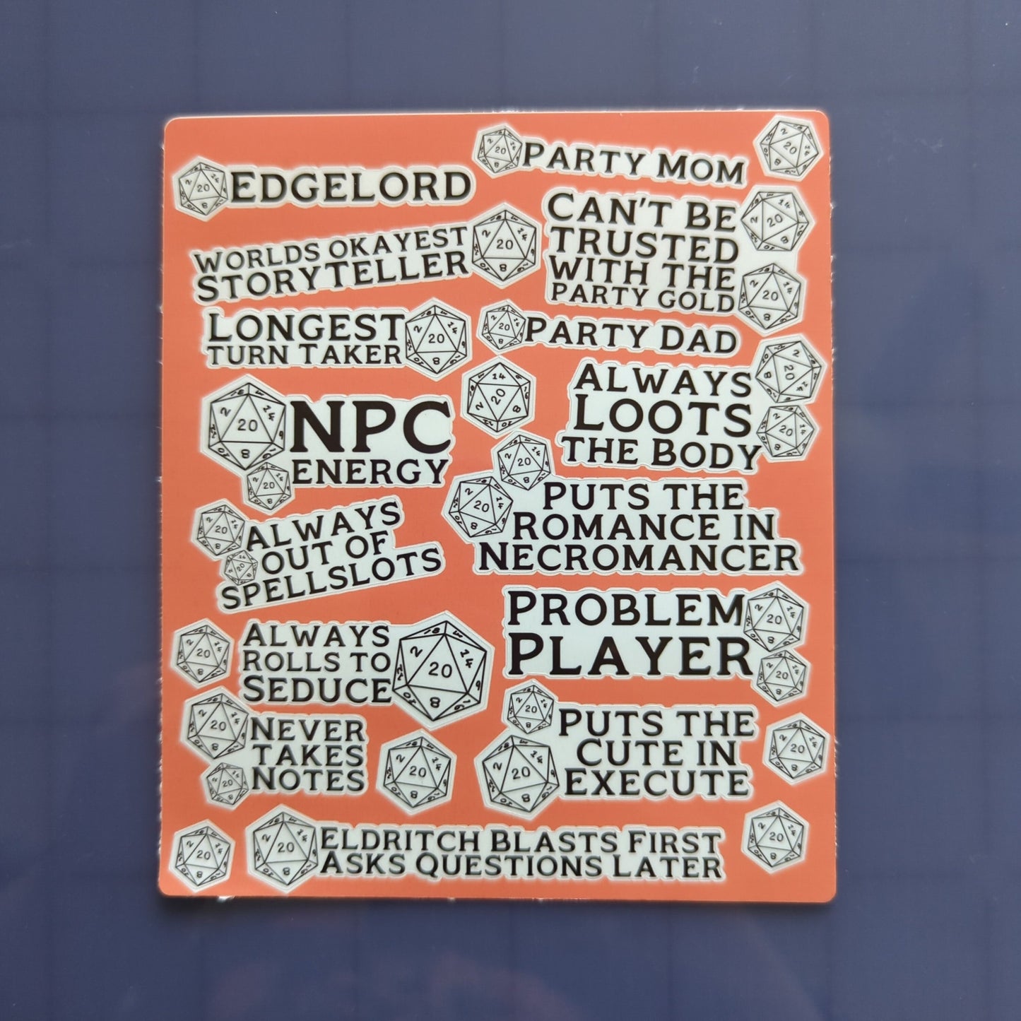 Snarky player sticker sheet | dungeons and dragons | DND | laminated, waterproof | journaling and other uses