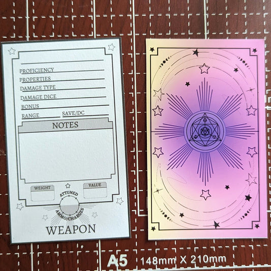 Weapon cards for Dungeons and dragons (PINK & YELLOW)