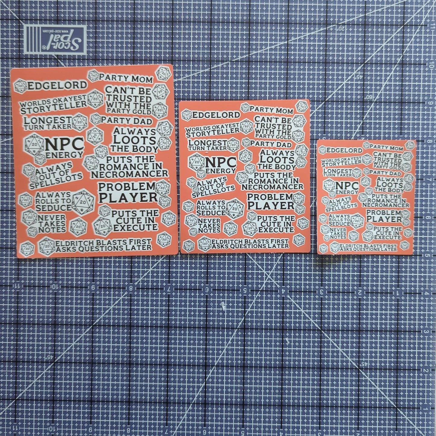 Snarky player sticker sheet | dungeons and dragons | DND | laminated, waterproof | journaling and other uses