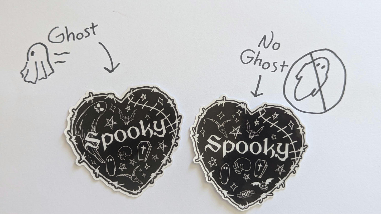 Spooky sketch sticker | waterproof | holographic, sparkle, glossy | large high quality | ghosts, skulls, pentagram, gothic