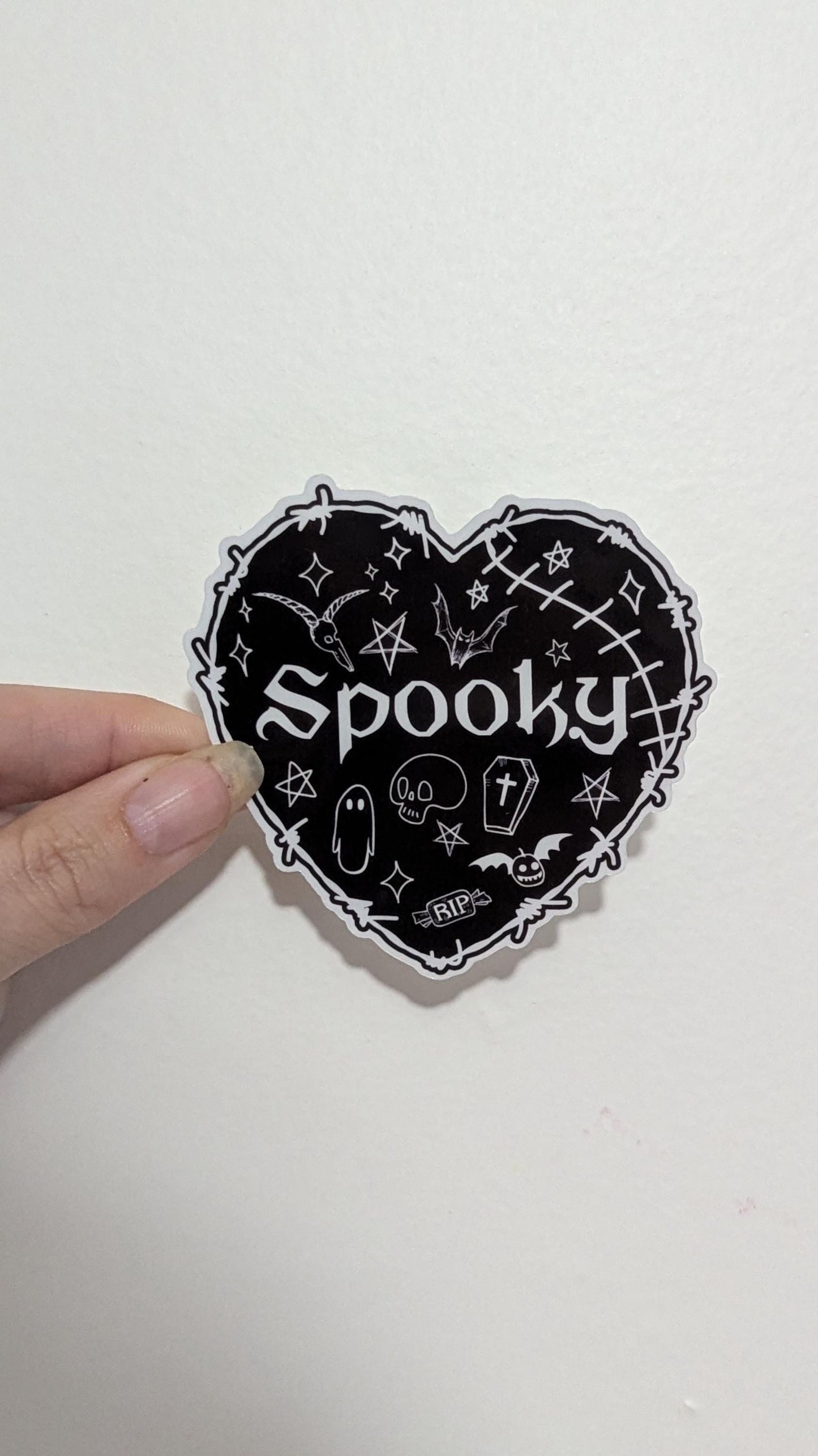 Spooky sketch sticker | waterproof | holographic, sparkle, glossy | large high quality | ghosts, skulls, pentagram, gothic