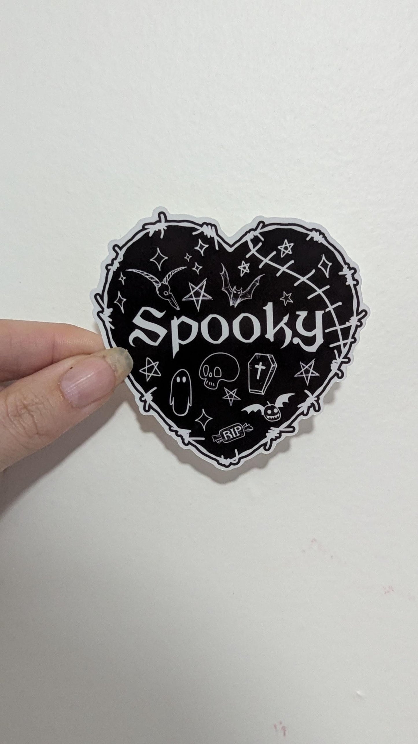 Spooky sketch sticker | waterproof | holographic, sparkle, glossy | large high quality | ghosts, skulls, pentagram, gothic