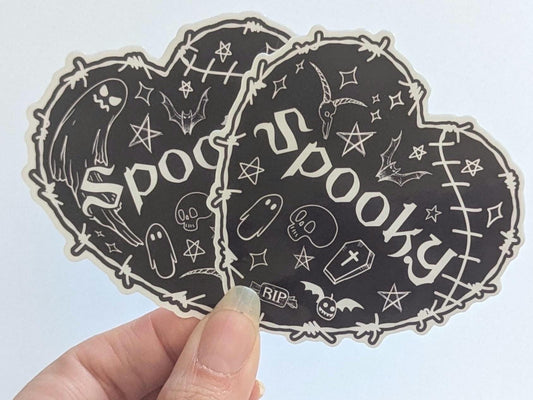 Spooky sketch sticker | waterproof | holographic, sparkle, glossy | large high quality | ghosts, skulls, pentagram, gothic