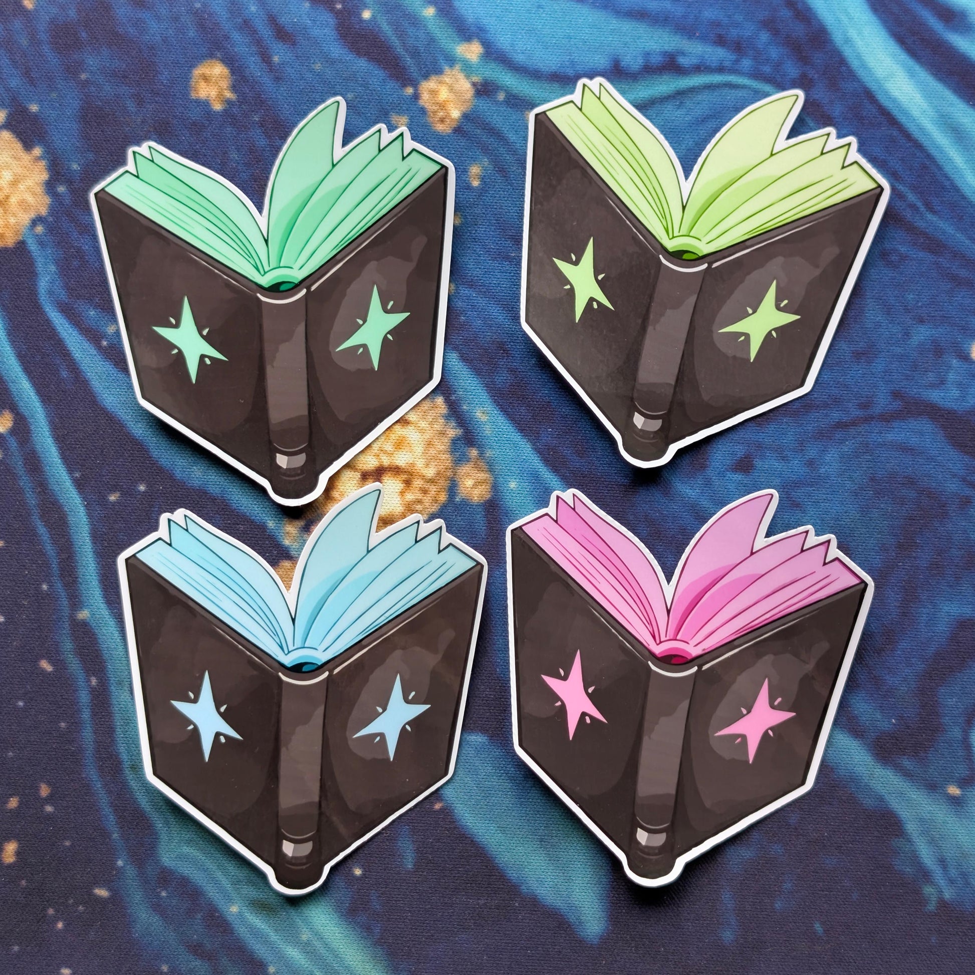 Open Book sticker | four color | spell book, reading, kindle, sparkly, holographic