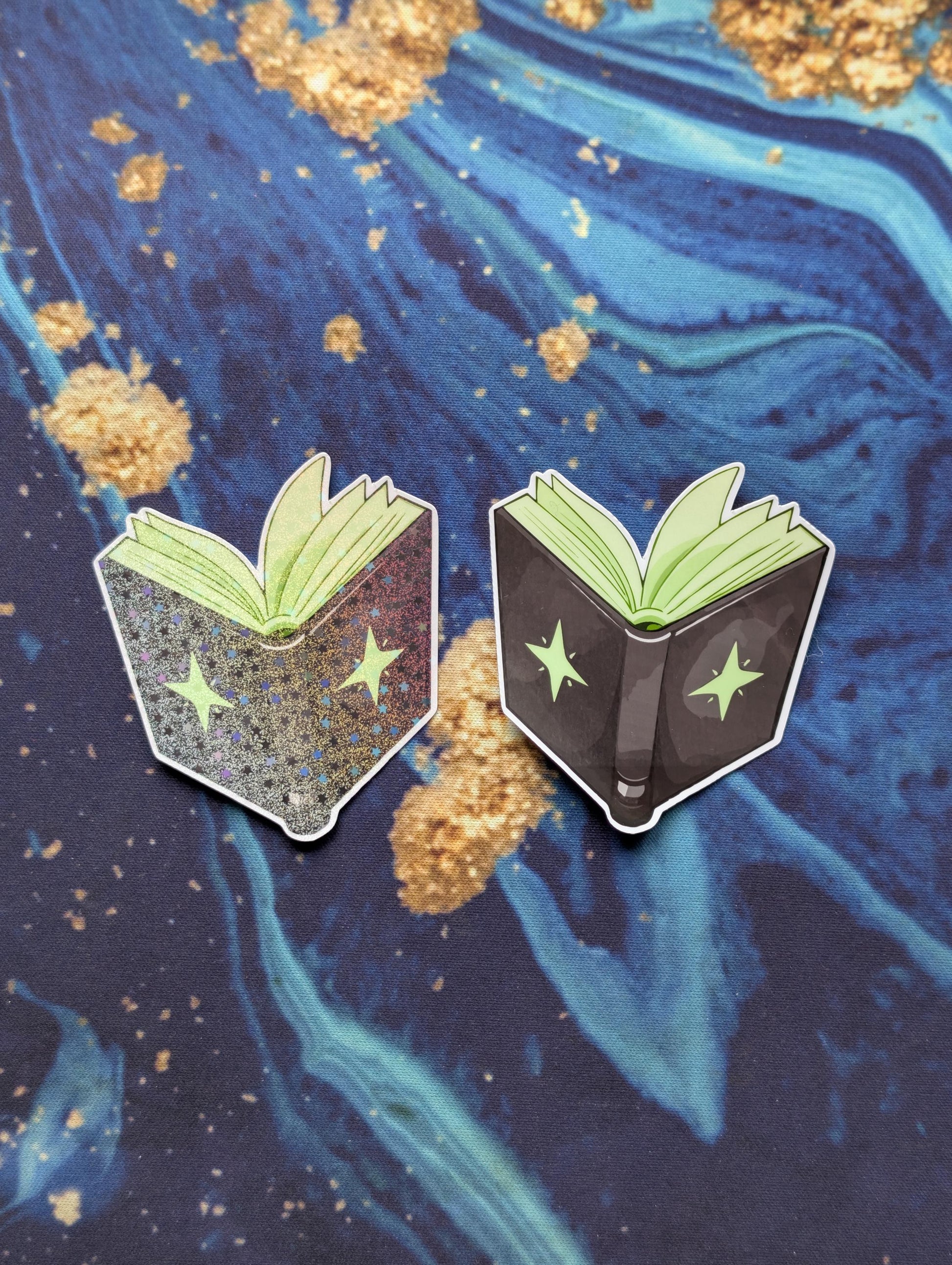 Open Book sticker | four color | spell book, reading, kindle, sparkly, holographic