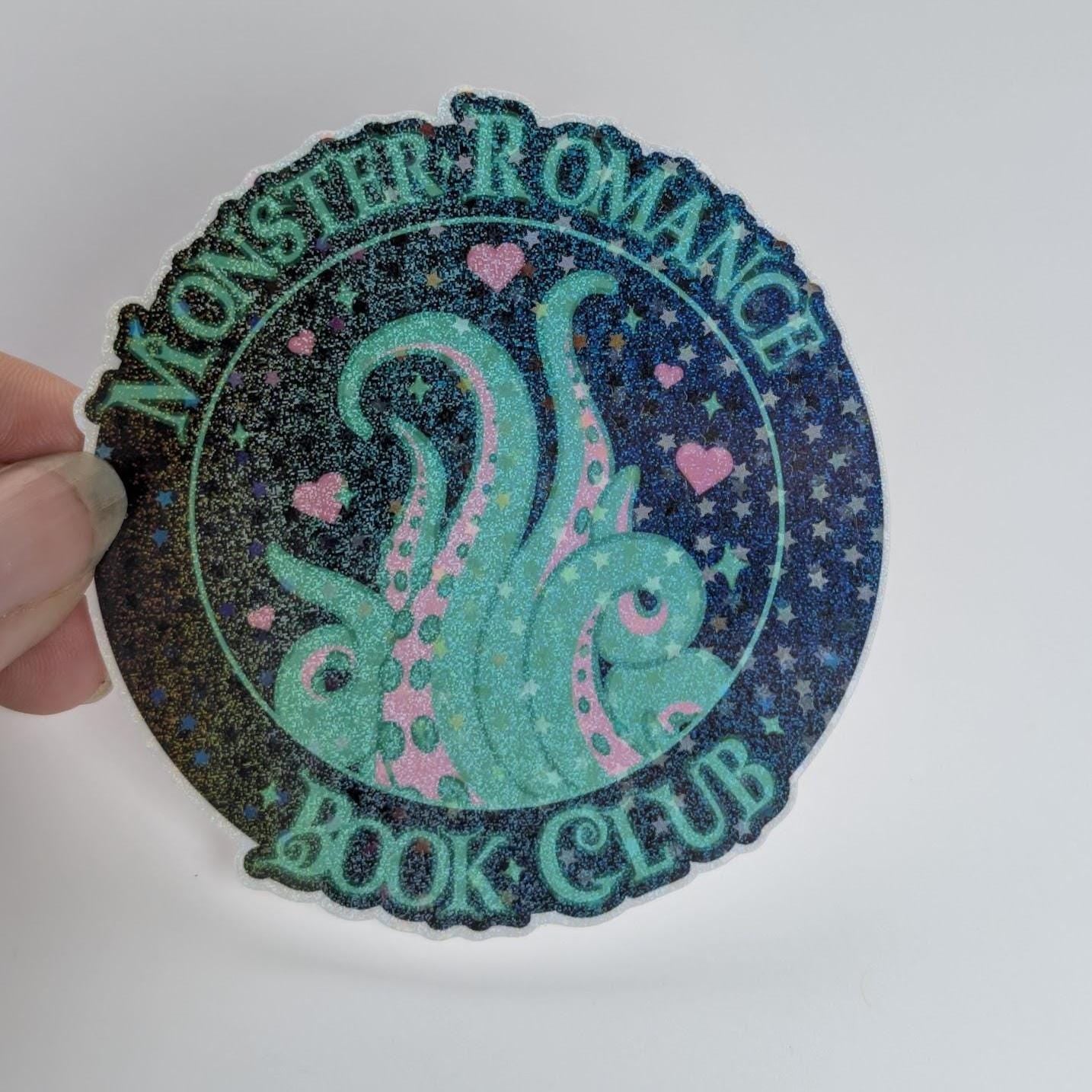 Monster Romance book club sticker | water resistant, holographic, sparkle sticker for book fans
