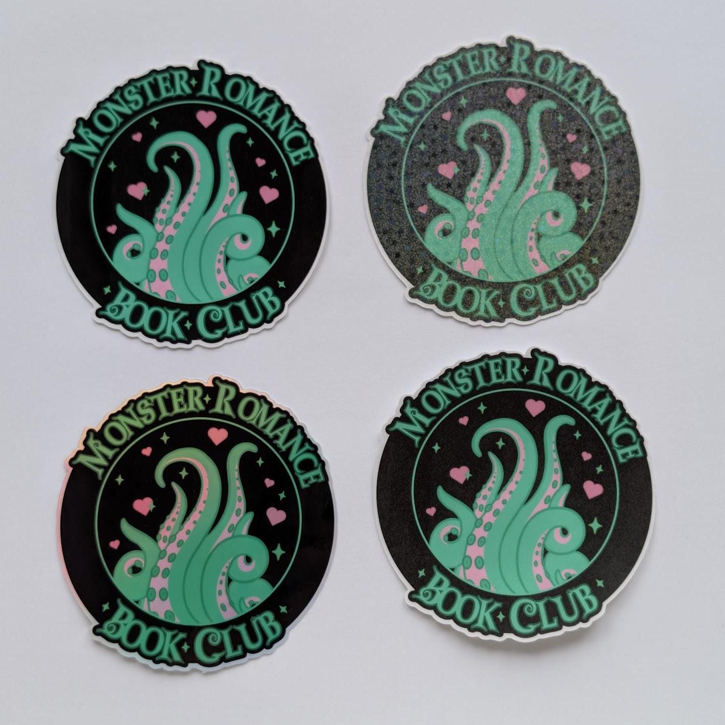 Monster Romance book club sticker | water resistant, holographic, sparkle sticker for book fans