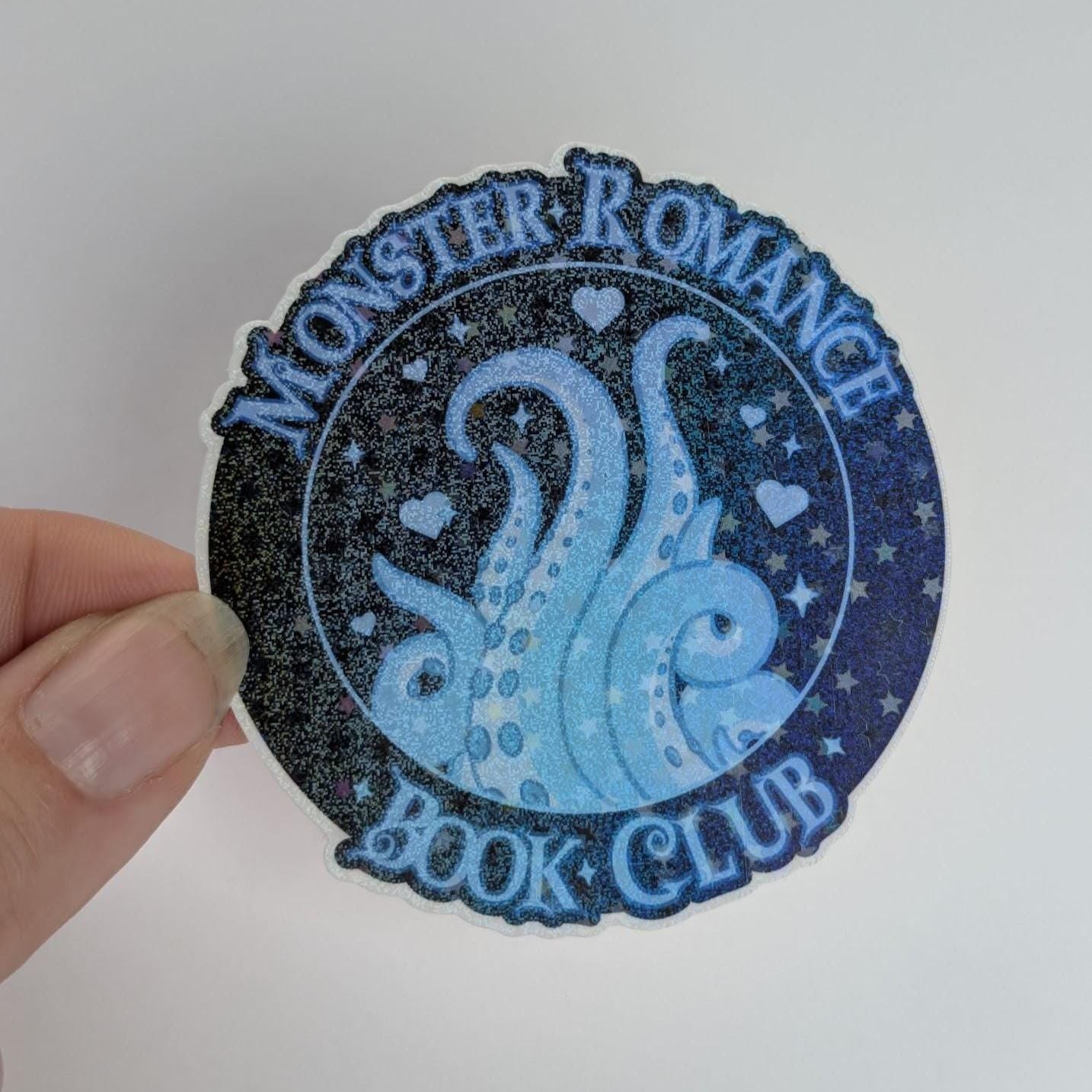Monster Romance book club sticker | water resistant, holographic, sparkle sticker for book fans
